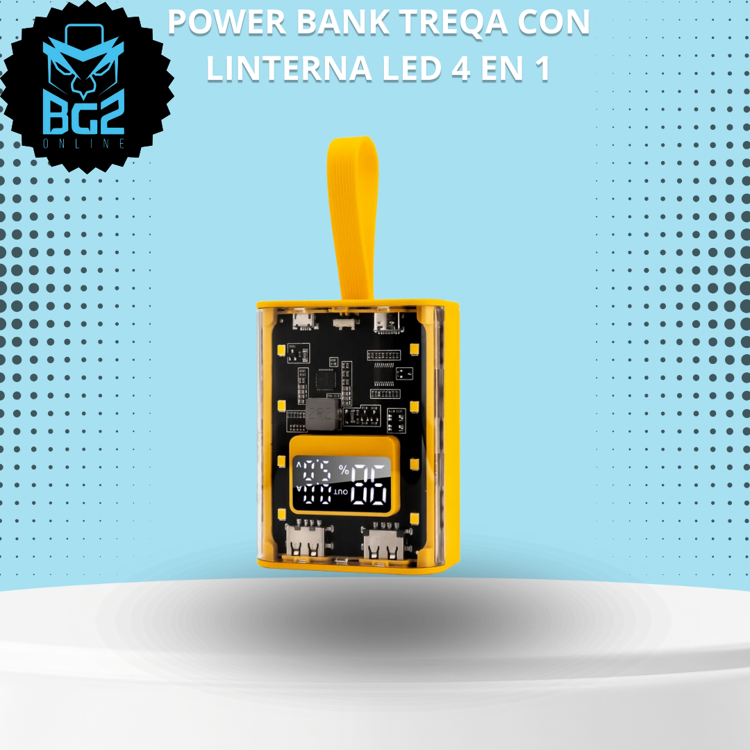 POWER BANK TREQA CON LINTERNA LED 4 EN 1